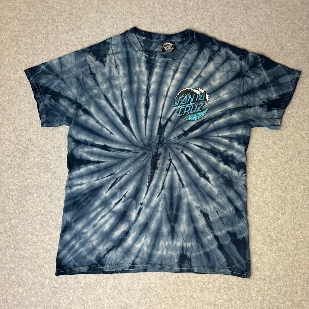 Santa Cruz Skateboards Blue Tie-Dye Wave Men's Graphic T-Shirt - Size M